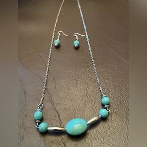 Turquois necklace 12” and earrings never used